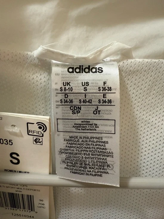 adidas White Mesh Lined Jacket with Black Logo Tag - Picture 3 of 3